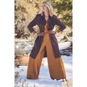 NEW NOUVELLE / SILK95FIVE kensington long trench coat in hot chocolate